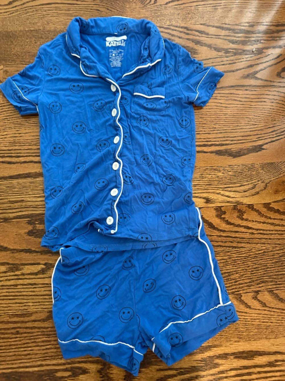 Katie J NYC Royal Blue Smiley Short Pajama Set